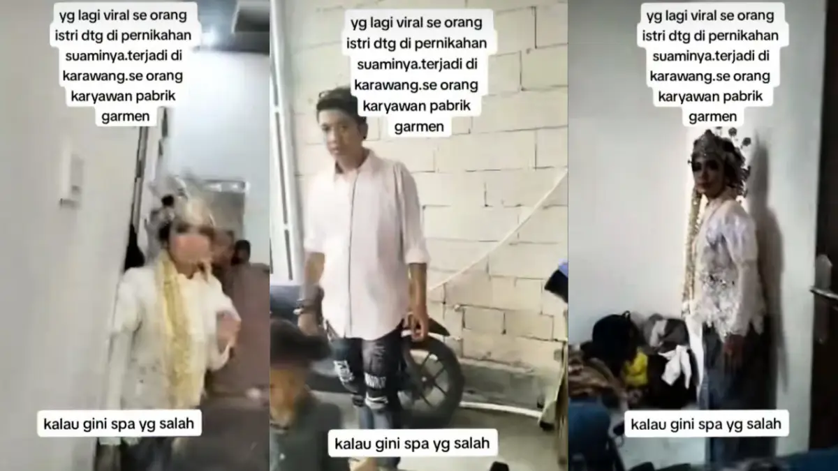 Viral di TikTok Istri Datang ke Nikahan Suami di Jabar: Ini Dinas Keluar Ya? (Sumber : TikTok @ndrian)