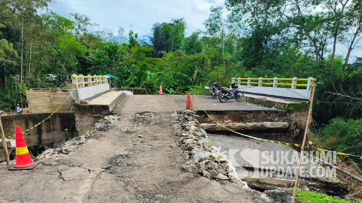 Jembatan Cilengka Sagaranten Sukabumi Bergeser Imbas Tanah Bergerak, Akses Darurat Disiapkan