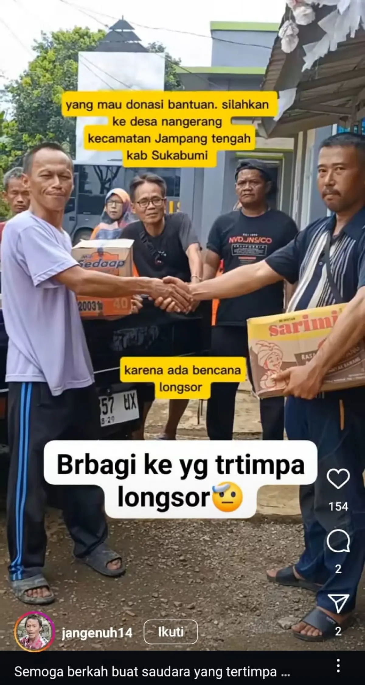 tangkapan layar Gunawan Sadbor Berikan Bantuan Kepada Korban Bencana Alam Kabupaten Sukabumi