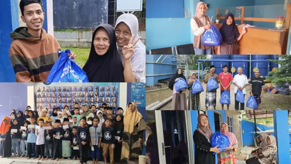 Pembagian paket sembako dan THR yang dilaksanakan oleh kantor-kantor Cabang Perumdam TJM Sukabumi. (Sumber Foto: Istimewa)