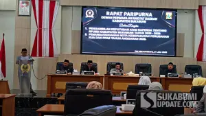 Rapat paripurna DPRD Kabupaten Sukabumi sahkan RPJMD 2025-2029 di Komplek Perkantoran Jajaway, Desa Citepus, Kecamatan Palabuhanratu, Senin (21/7/2025) | Foto : Ilyas Supendi
