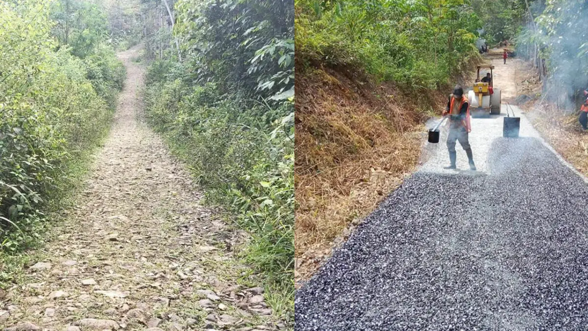 Ke Cikidang Lewat Pasirsuren Mulus, 500 Meter Jalan Berbatu Diaspal Dinas PU Sukabumi