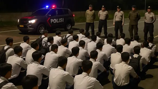 Ilustrasi pelajar diamankan polisi. (Sumber Foto: AI)