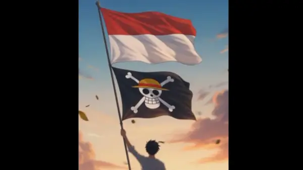 Ilustrasi, bendera merah putih dan bendera one piece ramai digelorakan warganet  untuk perayaan 80 tahun indonesia merdeka (Sumber: dok warganet)