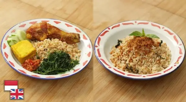 Nasi tutug tempe makanan khas sunda cocok disajikan dengan lalapan, sambel, lauk berupa ayam goreng atau tahu. (Sumber : Youtube /@devinahermawan)