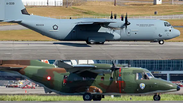 Dua pesawat militer TNI terpantau keliling langit sukabumi, Jumat 1 Agustus 2025 (Sumber: dok jetphotos)