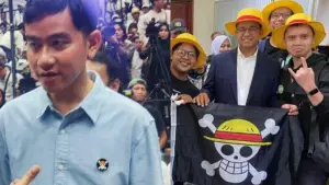 Foto lawas Gibran dan Anies saat kampanye pilpres 2024 kembali diposting warganet, ditengah heboh agustan 2025 dan bendera one piece (Sumber: dok warganet)