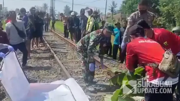 Lokasi korban tertabrak KA Pangrango di Kampung Paledang, Desa Cimahi, Kecamatan Cicantayan, Kabupaten Sukabumi, Sabtu (2/8/2025). | Foto: Istimewa