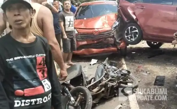 Kecelakaan beruntun di Bantargadung Kabupaten Sukabumi (Sumber: Dok warganet)