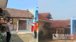 Kondisi atap bangunan sekretariat pendidikan di Kampung Binakarya RT 005/010, Desa Cidadap, Kecamatan Simpenan, Kabupaten Sukabumi yang ambruk. (Sumber Foto: P2BK Simpenan)