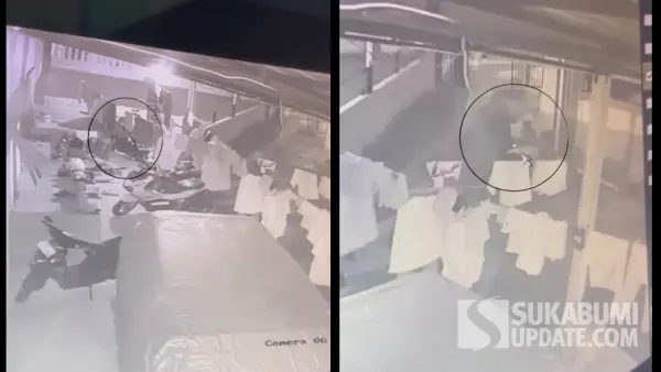 Tangkapan layar CCTV saat pelaku pencurian menggondol tiga motor dari posko mahasiswa KKN Universitas Nusa Putra di Desa Wangunsari, Cisolok Sukabumi. (Sumber Foto: Istimewa)
