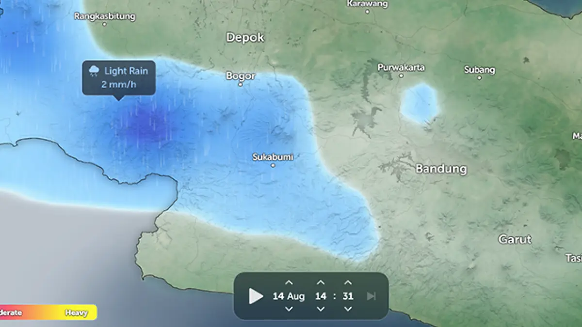 Cuaca Hujan di Sukabumi. | zoom.earth