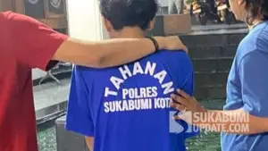 FR (36 tahun) berada di Mapolres Sukabumi Kota. | Foto: Istimewa