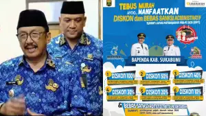 Bupati Sukabumi Asep Japar didampingi Kepala Bapenda Herdy Somantri saat menjelaskan program tebus murah PBB-P2. (Sumber Foto: Istimewa)