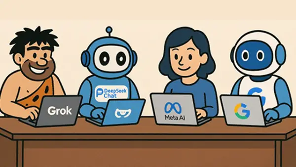 Ilustrasi - Di tengah persaingan ketat platform AI, empat nama besar muncul sebagai pilihan utama, yakni DeepSeek, Google Gemini, Grok, dan ChatGPT. (Sumber : AI/ChatGPT).