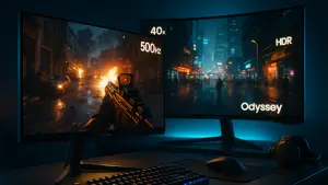 Ilustrasi - Samsung Rilis Monitor Gaming Odyssey Terbaru: OLED G6 500Hz & G7 Ukuran Jumbo! (Sumber : AI/ChatGPT).