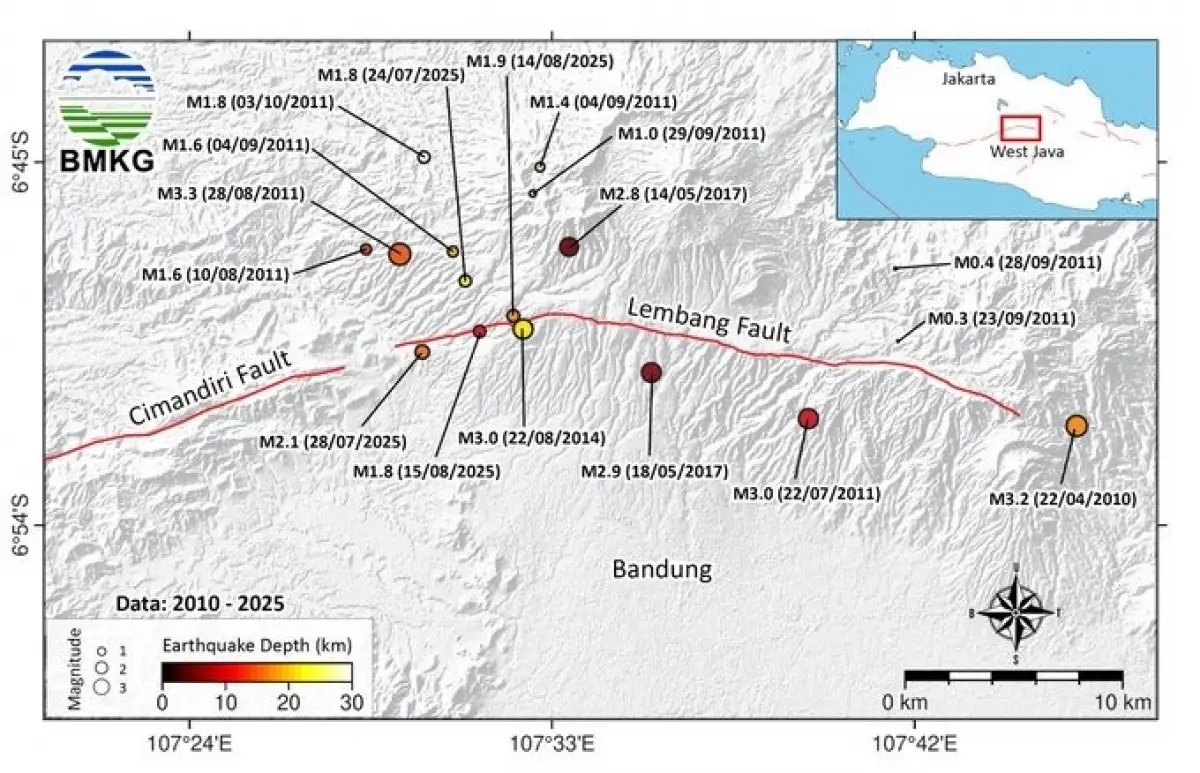 Peta seismik Sesar Lembang. | Foto: Dok. BMKG