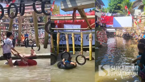 Potret lomba agustusan H?UT ke 80 RI di Sungai Cisuda Harempoy Kota Sukabumi (Sumber: su/awal)