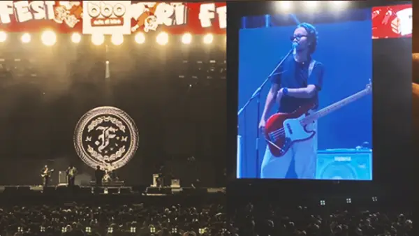 Video netizen yang beredar viral saat Bassit .Feast menegur oknum polisi yang diduga bertindak represif kepada penonton konser RI Fest 2025 di JIExpo Kemayoran, Jakarta. (Sumber : Screenshot Instagram/@infogigs_jabodetabek).