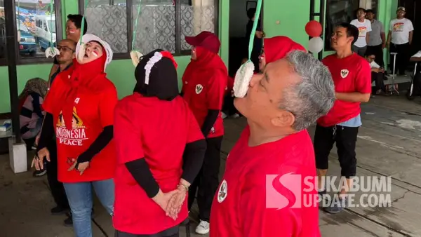 Perlombaan untuk memperingati HUT ke-80 RI di halaman kantor DP3A Kabupaten Sukabumi. | Foto: SU/Turangga Anom