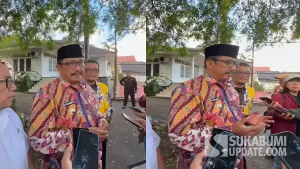 Bupati Sukabumi Asep Japar saat memberikan keterangan terkait kasus mennggalnya Balita akibat cacingan | Foto : Turangga