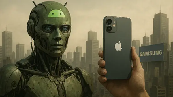 Ilustrasi - Samsung, Apple, dan Android terus bersaing di panggung global. (Sumber : AI/ChatGPT).