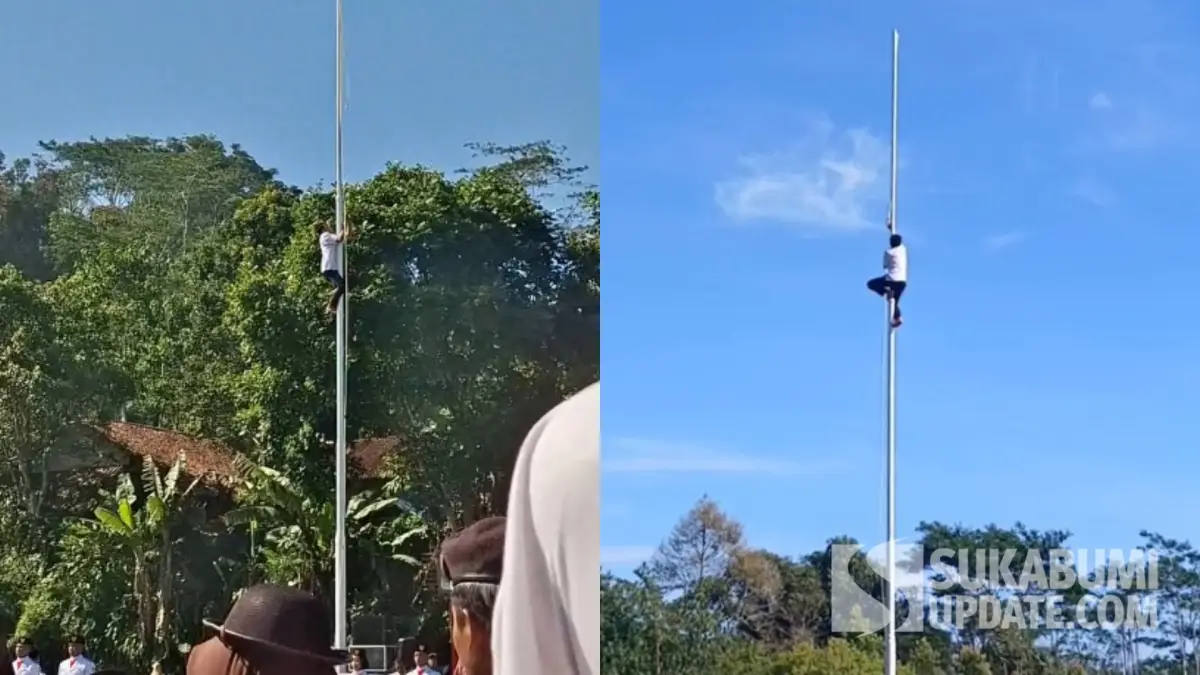 Cerita Heroik Guru Honorer Sukabumi Panjat Tiang Bendera 12 Meter demi Berkibarnya Merah Putih