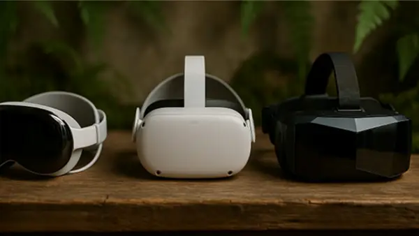 Dari Apple Vision Pro kelas sultan, Meta Quest 3 yang ramah pemula, hingga Pimax Crystal super tajam — inilah headset VR paling dibicarakan saat ini. (Sumber : AI/ChatGPT).