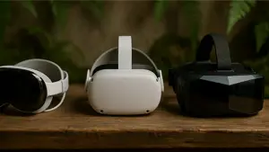 Dari Apple Vision Pro kelas sultan, Meta Quest 3 yang ramah pemula, hingga Pimax Crystal super tajam — inilah headset VR paling dibicarakan saat ini. (Sumber : AI/ChatGPT).