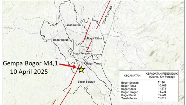 Peta informasi Gempa M4,1 pada 10 April 2025 akibat Sesar Citarik. (Sumber : BMKG)