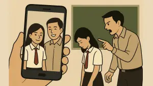Ilustrasi. KCD Pendidikan V Jabar tunggu hasil musyawarah terkait kasus pelajar ditampar guru gegara selfie bersama. (Sumber : AI)