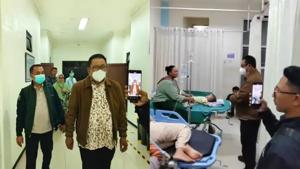 Bupati Sukabumi Asep Japar saat menjenguk korban keracunan massal di RS Sekarwangi, Minggu (24/8/2025) | Foto : Dok. Istimewa