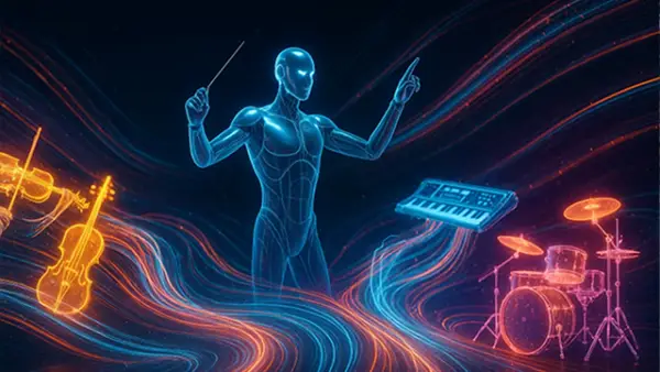Ilustrasi - AI music generator seperti Suno atau Udio tidak hanya menciptakan melodi, tetapi juga mengorkestrasi setiap elemen musik layaknya seorang komposer digital. (Sumber : AI/ChatGPT).