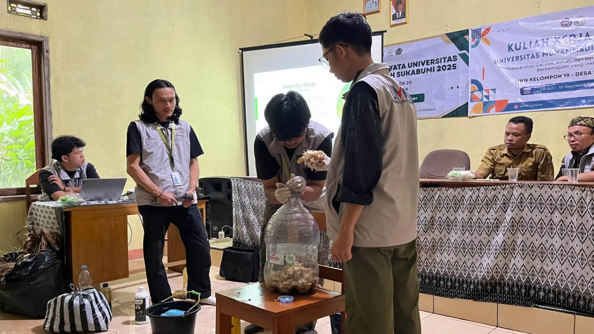 Batang Pisang Jadi Pupuk Cair, KKN UMMI Dorong Pertanian Berkelanjutan di Sukajaya Sukabumi