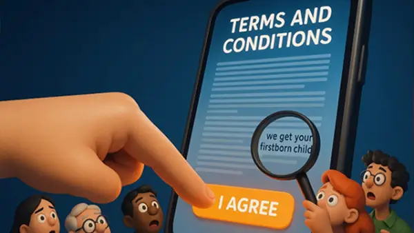 Ilustrasi - Terms of Service; Didnt Read (ToSDR) hadir sebagai Solusi penerjemah atau polisi privasi yang menganalisis syarat layanan dan kebijakan privasi dari berbagai situs web dan aplikasi populer. (Sumber : AI/ChatGPT).