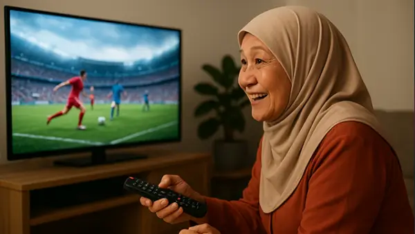 Ilustrasi -  Viral seorang nenek didenda ratusan juta karena diduga telah menayangkan Liga Inggris di kedai kopinya. (Sumber : AI/ChatGPT).