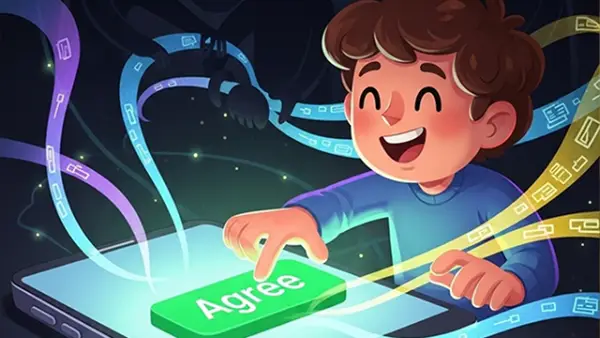 Ilustrasi - Perhatikan keamanan data diri Anda sebelum klik setuju atau tolak, kebijakan privasi adalah langkah awal yang tak boleh diabaikan sebelum instal aplikasi. (Sumber : AI/Gemini).