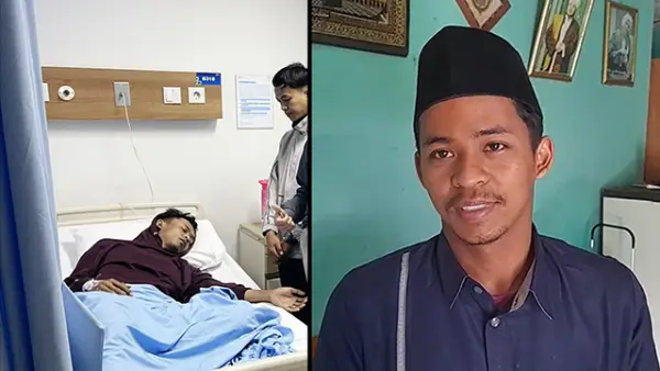 Usman, saudara kembar Umar, meminta keadilan atas insiden yang menimpa kakaknya usai dipukuli aparat saat demo ricuh di Jakarta. (Sumber : Istimewa/Sukabumiupdate.com.).