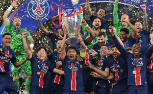 Foto saat PSG menjurai Liga Champions setelah mengalahkan Inter Milan dengan skor telak 5-0, di Stadion Allianz Arena, Munich, Jerman. (Sumber : Instagram/@championsleague)
