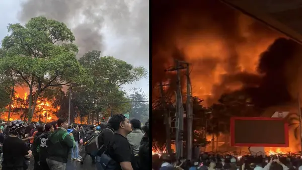 Aksi demontrasi di Bandung dan Makasar berujung ricuh | Foto : Twiter / X