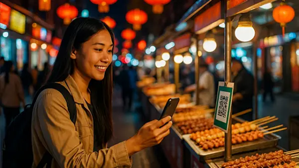 Ilustrasi - Beli bakso sampai donasi ke pengemis cukup scan QR code, kehidupan digital di China yang bikin pangling! (Sumber : AI/ChatGPT).