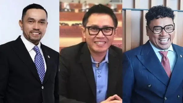 Anggota DPR RI, Ahmad Sahroni (kiri), Eko Patrio (tengah), dan Uya Kuya (kanan). Viral di media sosial rumah mereka dijarah massa | Foto : Colase Sukabumi Update