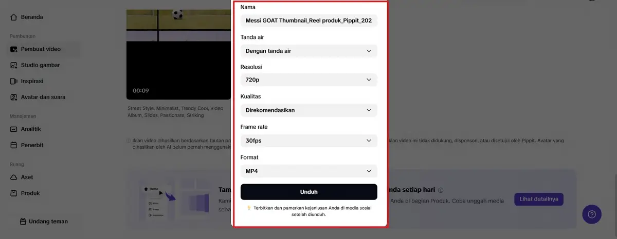 Unduh dan publikasikan.
