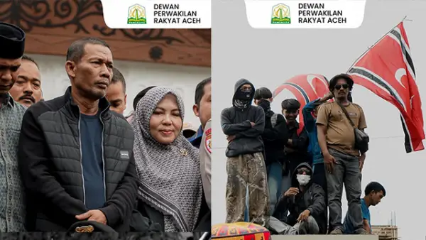 Ketua DPRA Zulfadhli saat menerima menerima Aksi Damai Mahasiswa dan Masyarakat Aceh pada 1 September 2025. (Sumber : Instagram/@dpr_aceh).