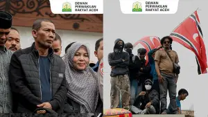 Ketua DPRA Zulfadhli saat menerima menerima Aksi Damai Mahasiswa dan Masyarakat Aceh pada 1 September 2025. (Sumber : Instagram/@dpr_aceh).