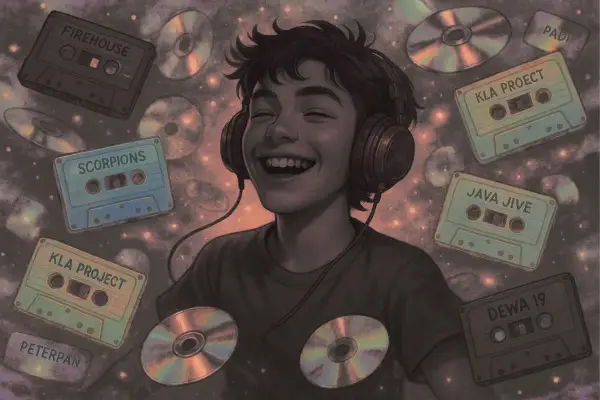 Dari soal dopamin hingga pembentukan identitas, ini alasan mengapa musik yang kita dengar saat remaja selalu melekat dan bikin nostalgia sampai dewasa. (Sumber : AI: ChatGPt)