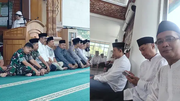 Kepala Dinas Pendidikan Kabupaten Sukabumi, Eka Nandang Nugraha, turut hadir dalam kegiatan Istighosah Kubro dan Harlah Kabupaten Sukabumi yang digelar di Masjid Agung Palabuhanratu, Kamis (4/9/2025). (Sumber : Istimewa.).