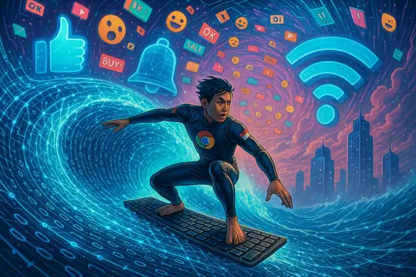 Dari surfing, browsing hingga scrolling, evolusi bahasa internet dalam 3 dekade! (Sumber: AI: ChatGPt)