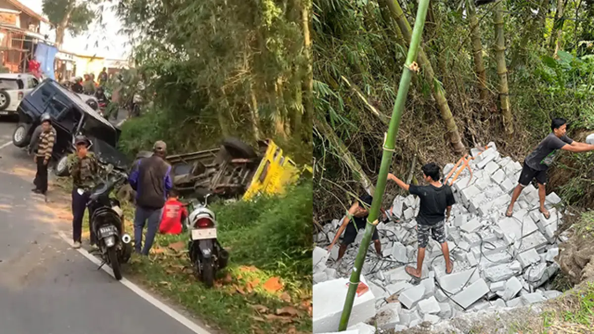 Truk Muatan Hebel Tabrak Tiga Kendaraan di Nyalindung Sukabumi, 3 Korban Alami Luka