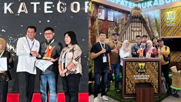 Stand Kabupaten Sukabumi raih penghargaan kreatif di APKASI otonomi Expo 2025. (Sumber Foto: FB DPMPTSP Kabupaten Sukabumi)